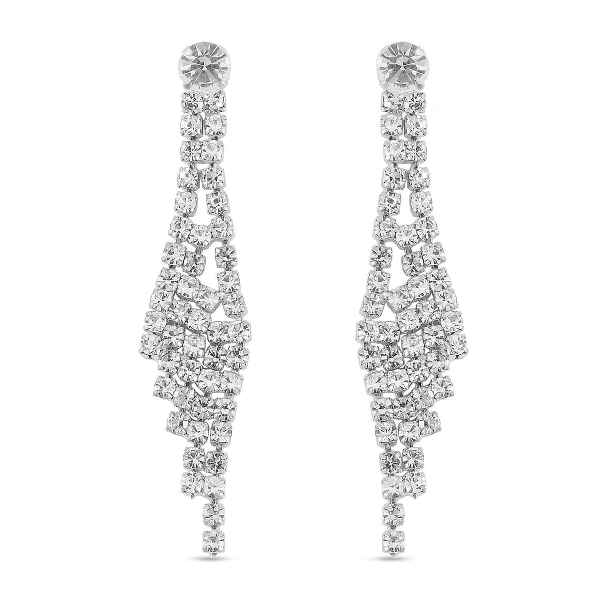 2 Piece Set - Austrian White Crystal Necklace (Size 20-2 inch Ext.) and Earrings in Silver Tone 4218931 6
