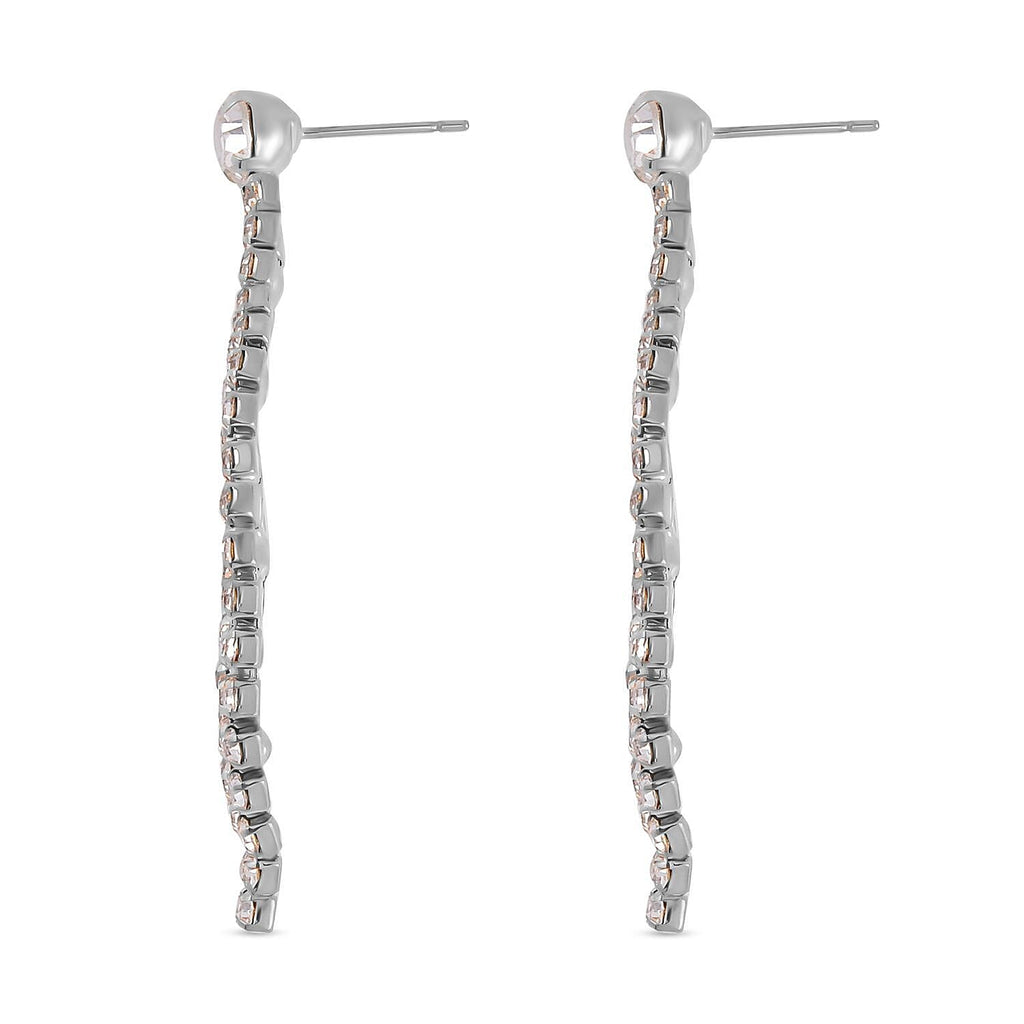 2 Piece Set - Austrian White Crystal Necklace (Size 20-2 inch Ext.) and Earrings in Silver Tone