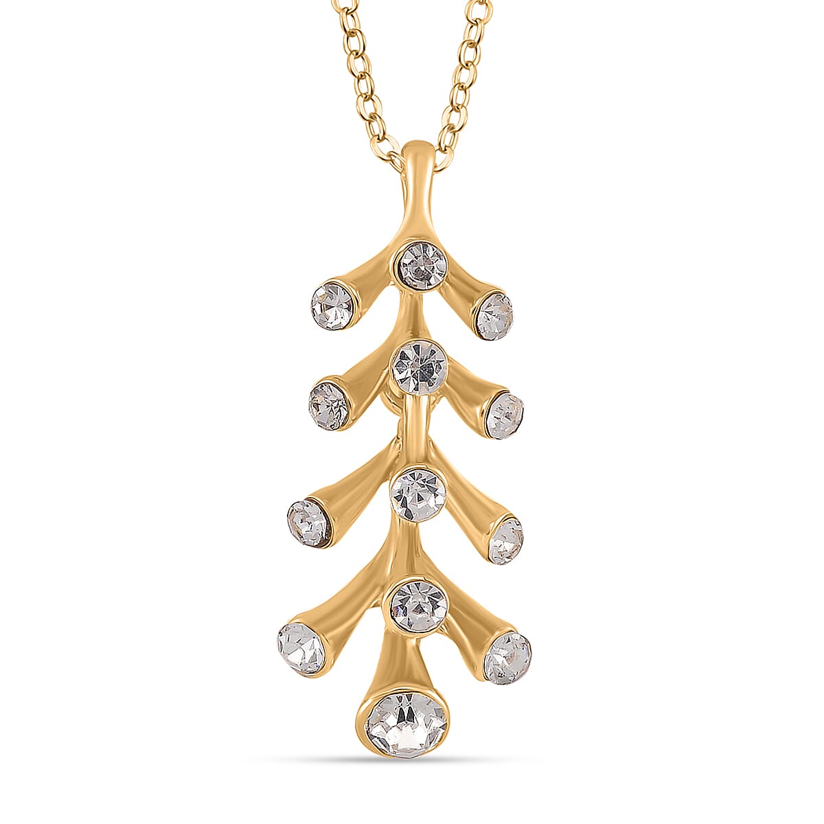 2 Piece Set - White Crystal Necklace and Earring with Push Back 4283003 2