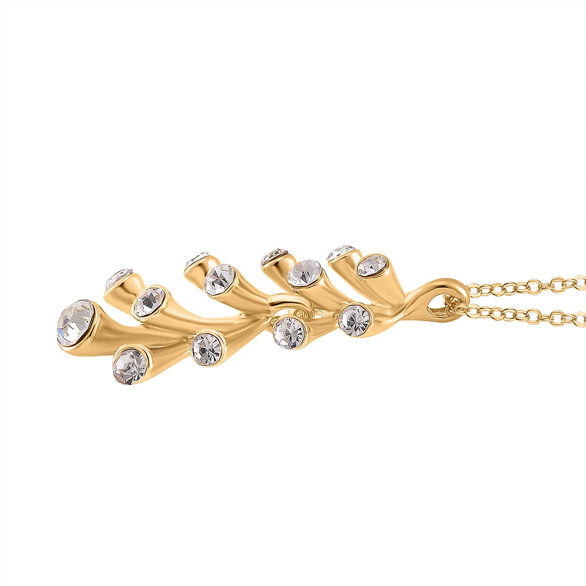 2 Piece Set - White Crystal Necklace and Earring with Push Back 4283003 3