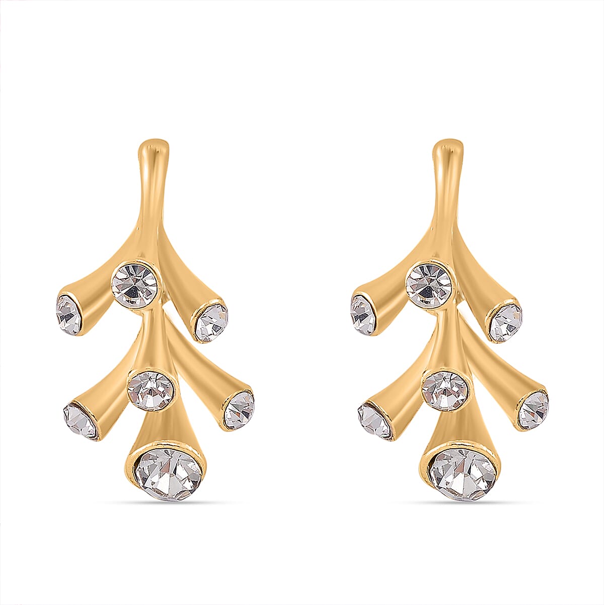 2 Piece Set - White Crystal Necklace and Earring with Push Back 4283003 6