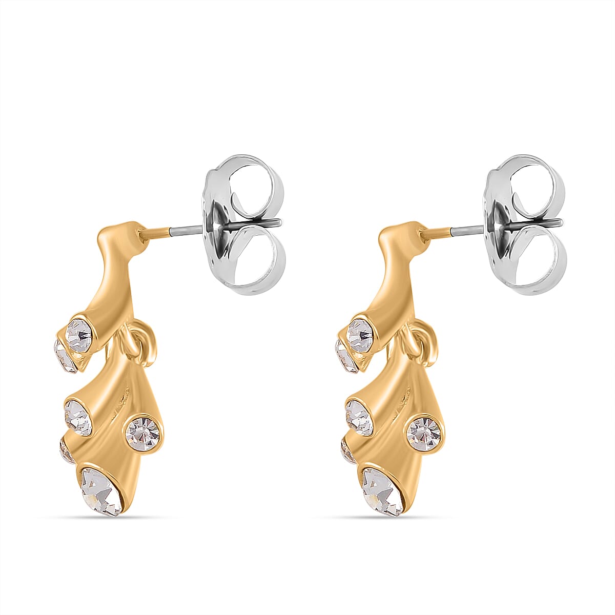 2 Piece Set - White Crystal Necklace and Earring with Push Back 4283003 7