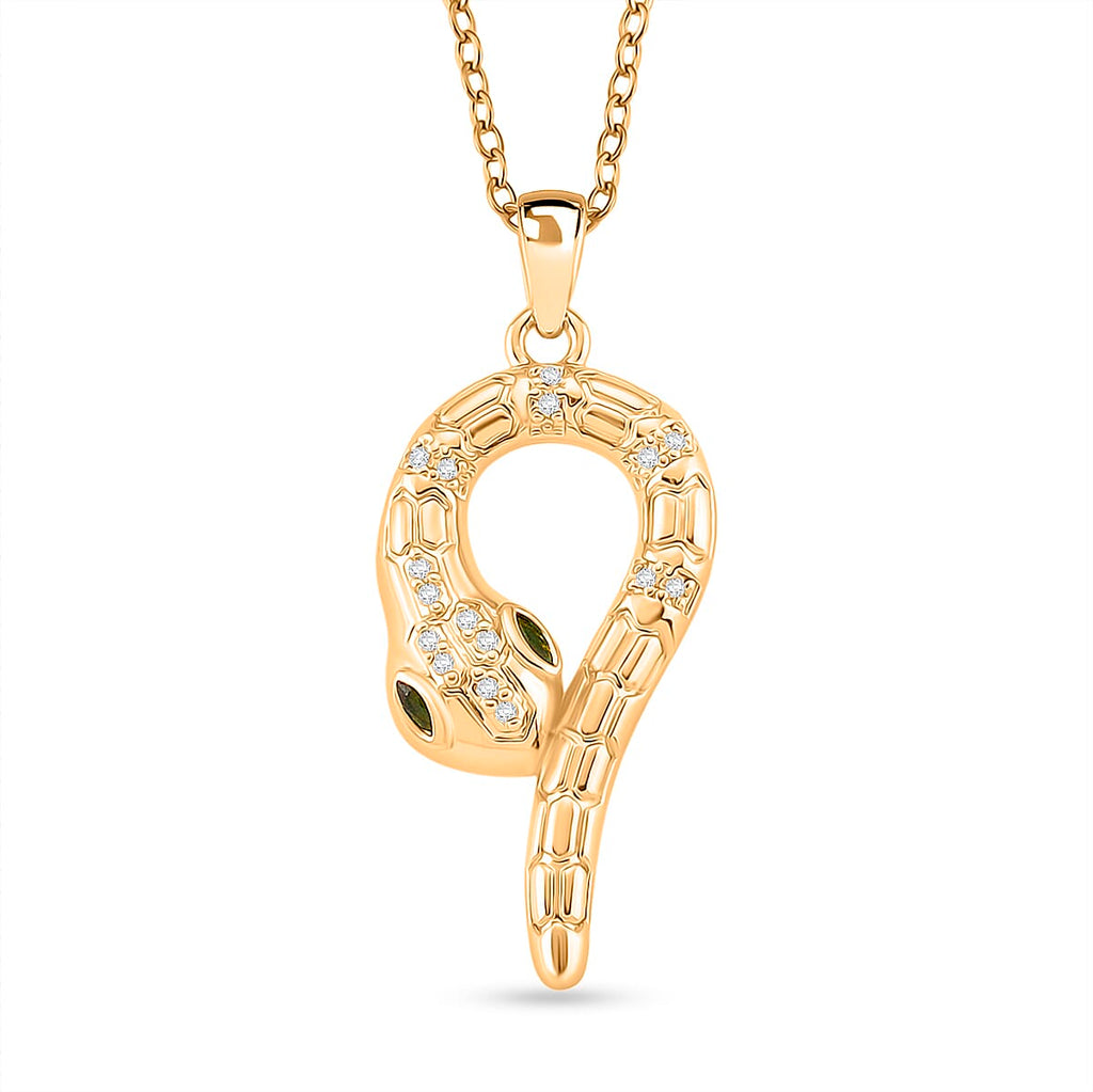 BIGGEST DESIGNER CLOSEOUT - Biacco Collection - Green Cubic Zirconia & White Cubic Zirconia Serpent Necklace & Earrings