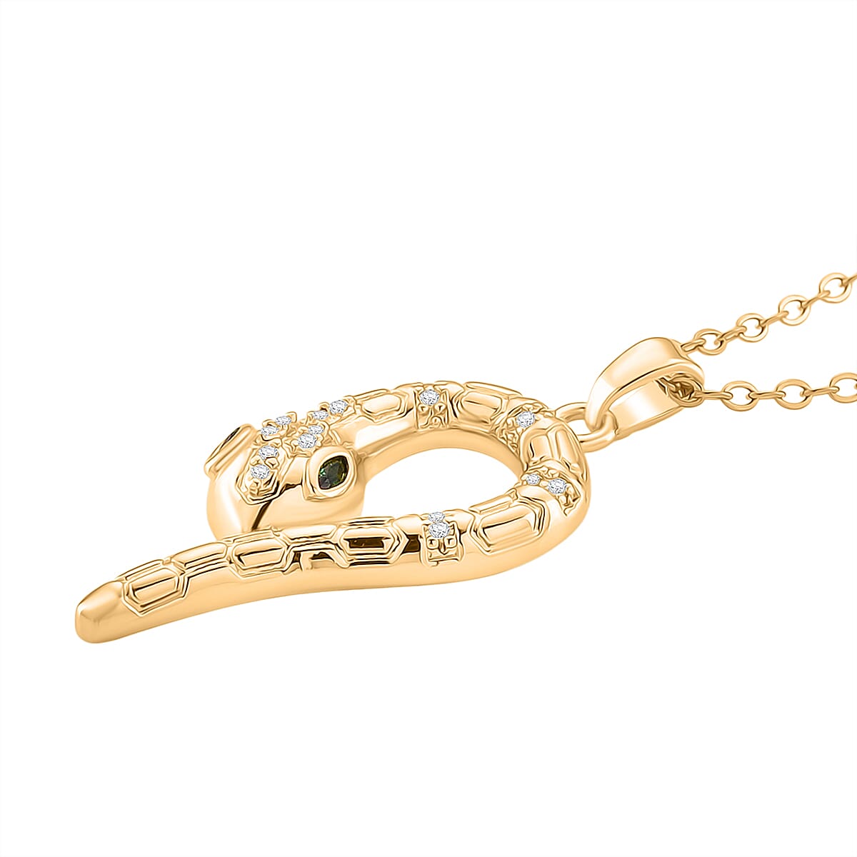 BIGGEST DESIGNER CLOSEOUT - Biacco Collection - Green Cubic Zirconia &amp; White Cubic Zirconia Serpent Necklace &amp; Earrings 4413619 4