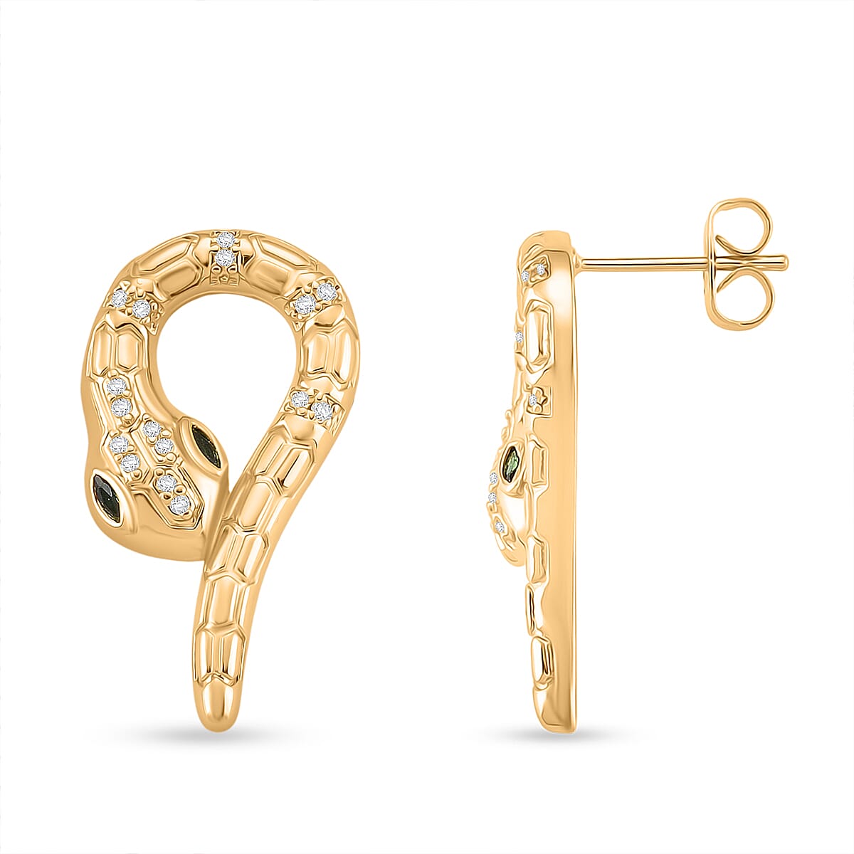 BIGGEST DESIGNER CLOSEOUT - Biacco Collection - Green Cubic Zirconia &amp; White Cubic Zirconia Serpent Necklace &amp; Earrings 4413619 7