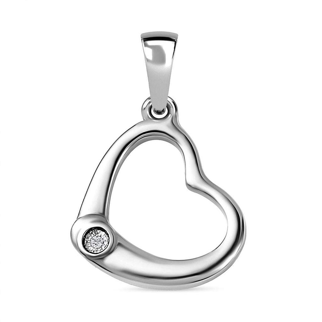 One Time Closeout - 2 Piece Set - Diamond Heart Earrings and Pendant