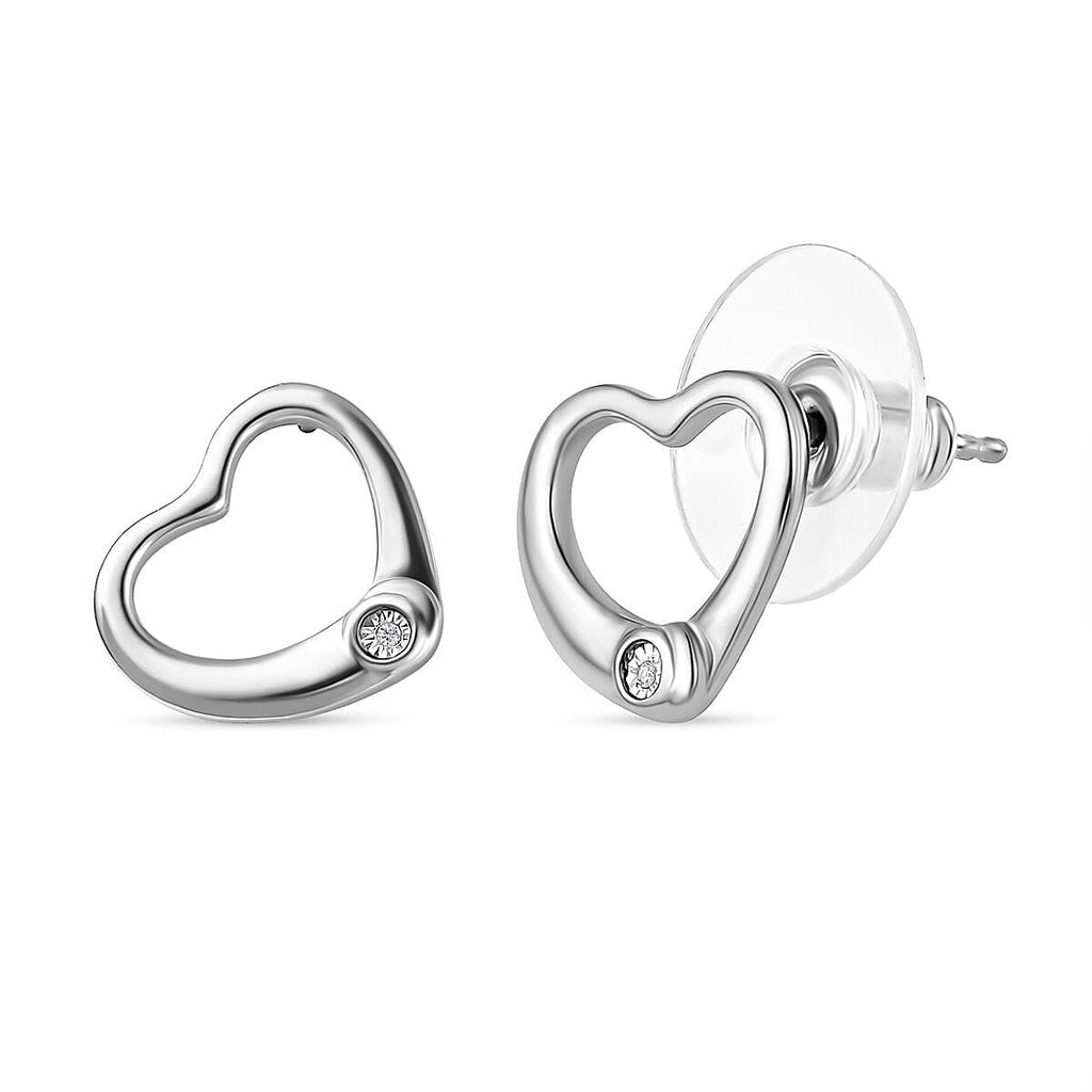 One Time Closeout - 2 Piece Set - Diamond Heart Earrings and Pendant