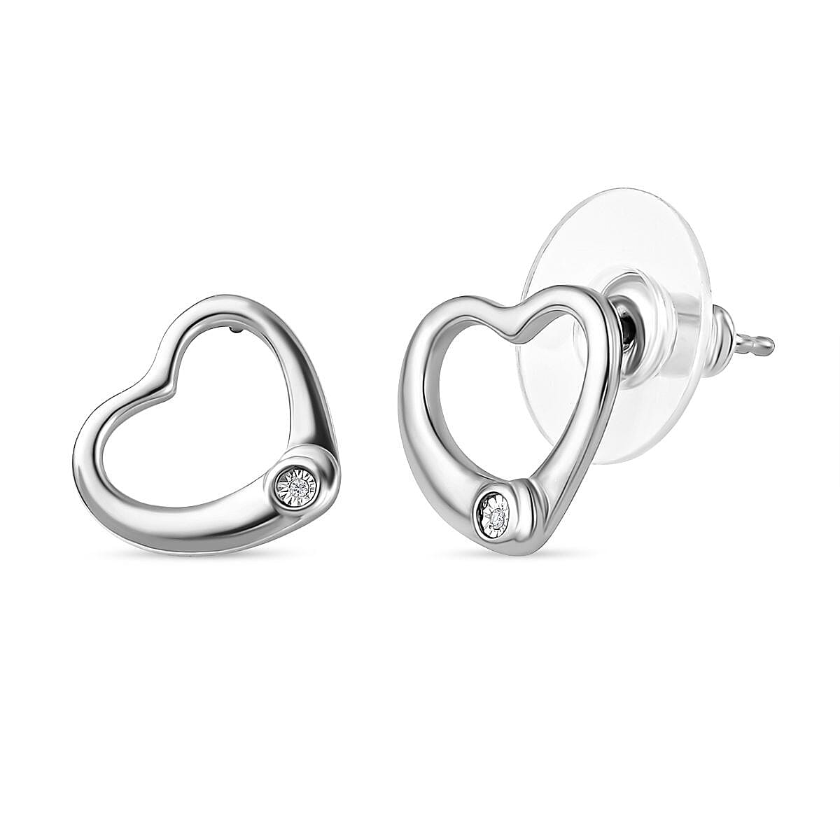 One Time Closeout - 2 Piece Set - Diamond Heart Earrings and Pendant 4255965 6