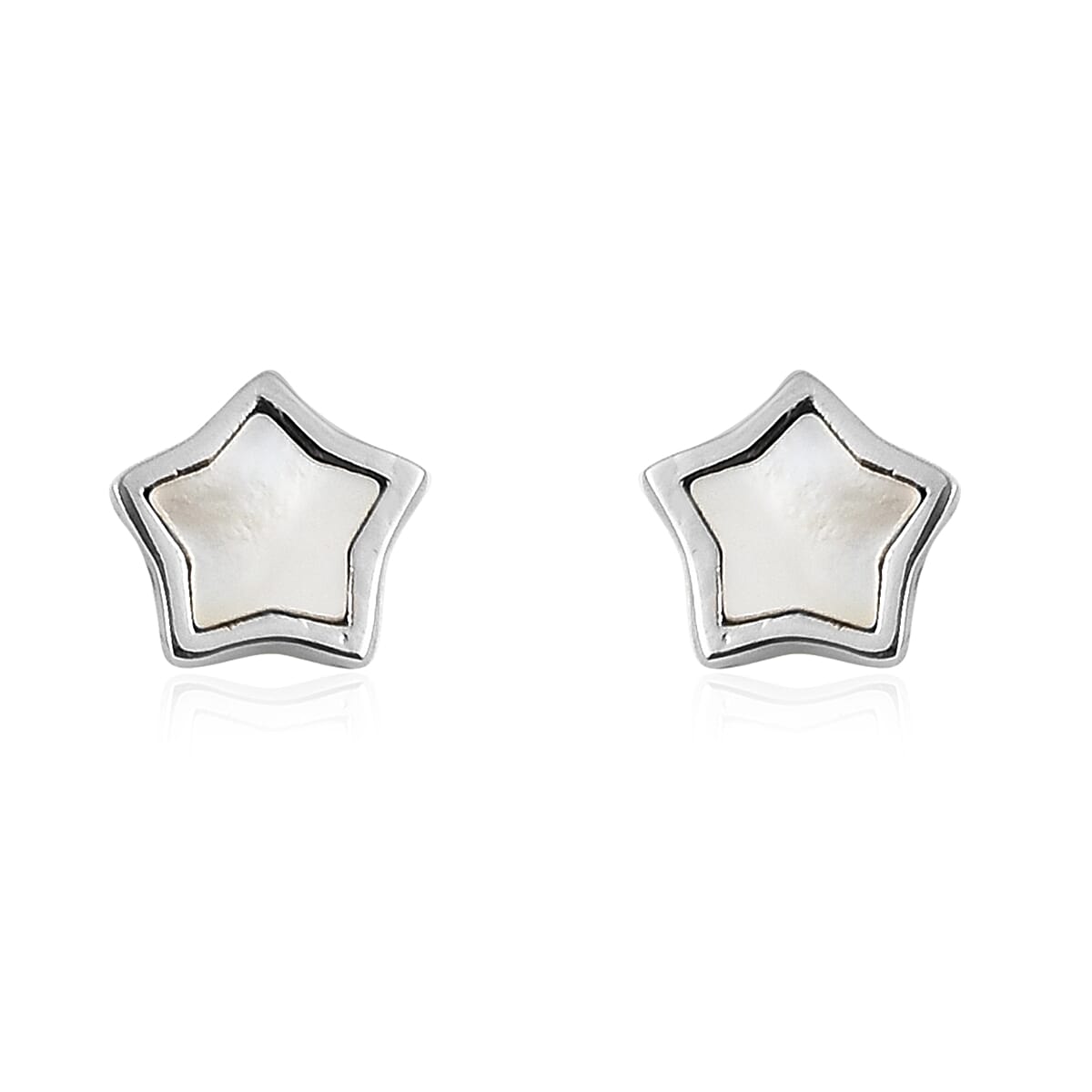 2 Piece Set White Mother of Pearl Star Pendant with Chain 20 Inches and Stud Earrings in Silver Tone 4037866 5