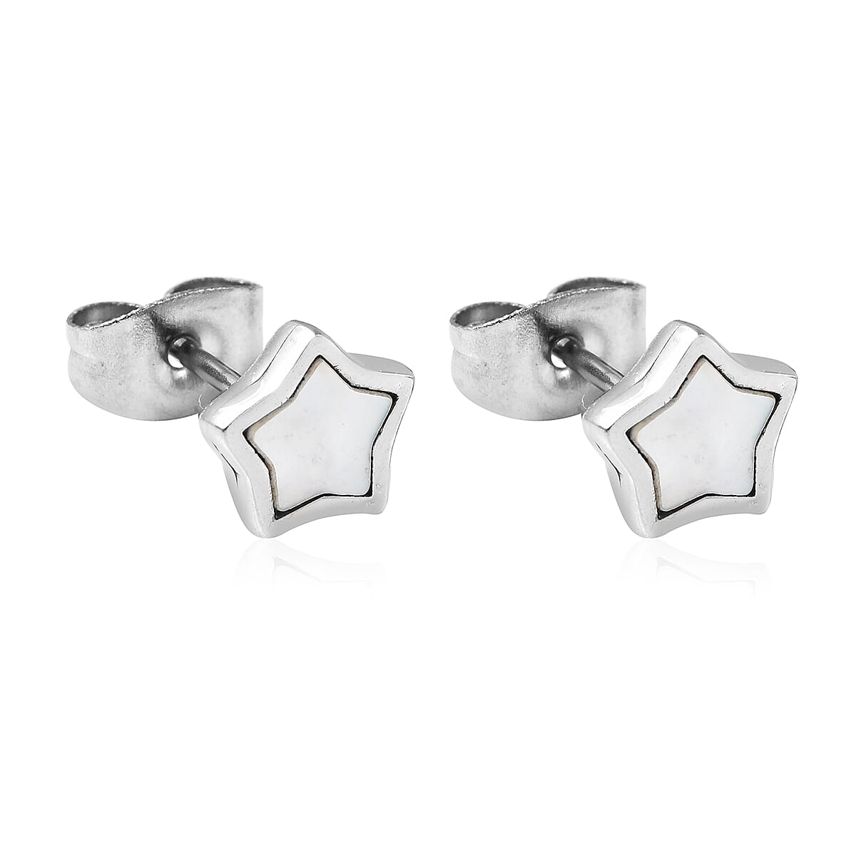 2 Piece Set White Mother of Pearl Star Pendant with Chain 20 Inches and Stud Earrings in Silver Tone 4037866 6