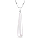 2 Piece Set - White Shell Pearl Drop Earring with Hook & Necklace (Size - 20) in Silver Tone 30.00 Ct.