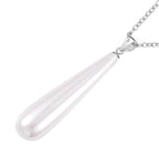 2 Piece Set - White Shell Pearl Drop Earring with Hook & Necklace (Size - 20) in Silver Tone 30.00 Ct.
