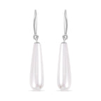 2 Piece Set - White Shell Pearl Drop Earring with Hook & Necklace (Size - 20) in Silver Tone 30.00 Ct.