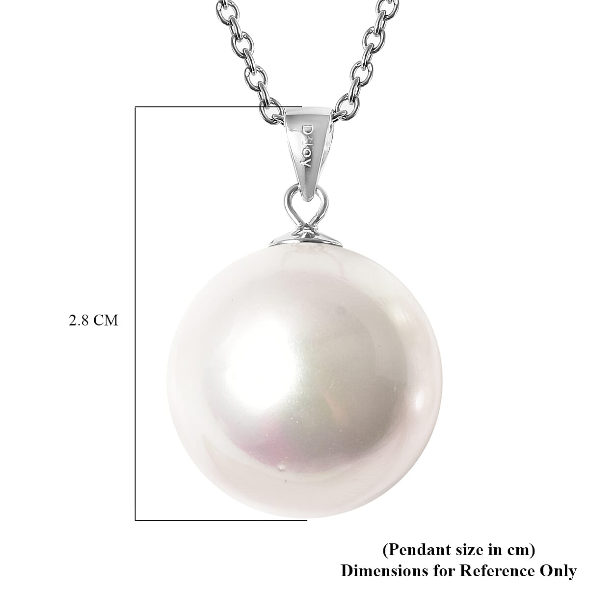 2 Piece Set - White Shell Pearl Pendant with Chain (Size 20) and Earrings in Silver Tone 4047996 4