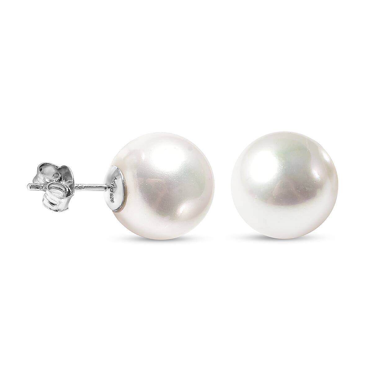 2 Piece Set - White Shell Pearl Pendant with Chain (Size 20) and Earrings in Silver Tone 4047996 5