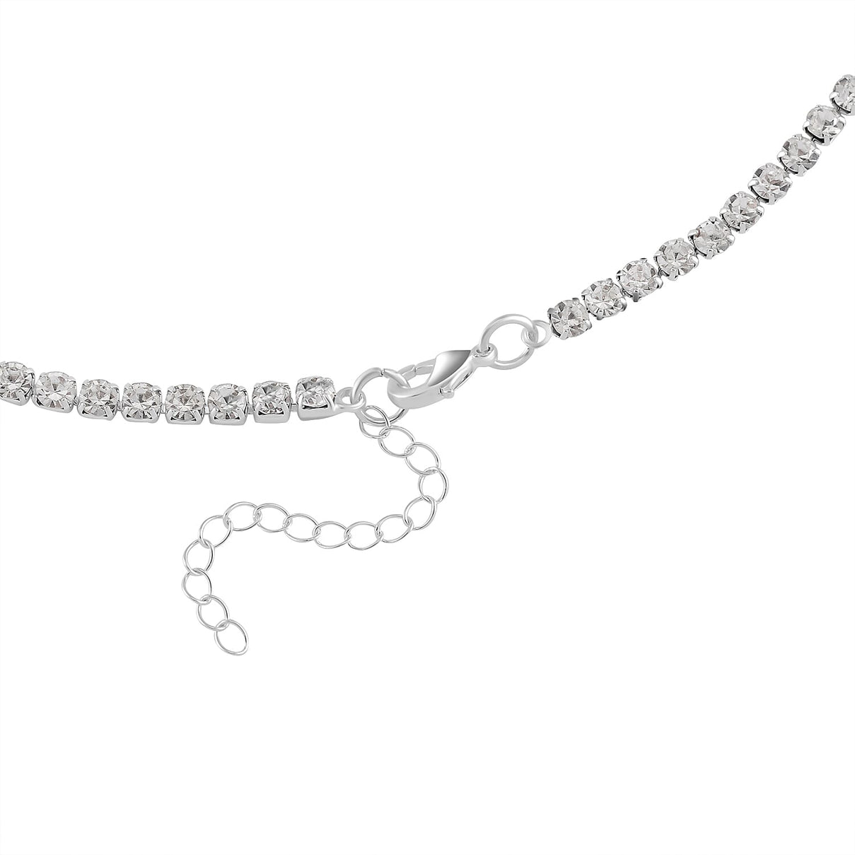 2 Piece Set -  White Shell Pearl, White Crystal Necklace and Earrings in Pure White Brass 4239196 4