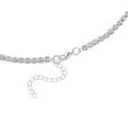 2 Piece Set - White Shell Pearl & White Crystal Necklace (Size 20-2 Ext) and Earrings With Push Back