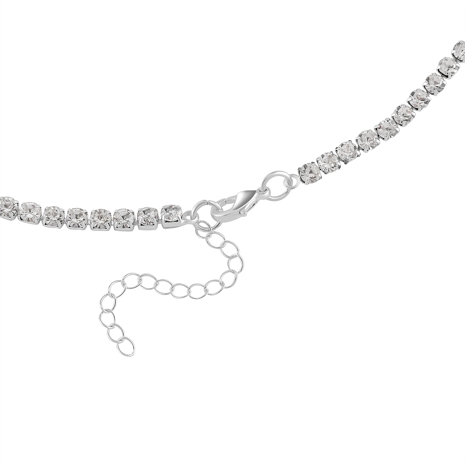 2 Piece Set -  White Shell Pearl, White Crystal Necklace and Earrings in Pure White Brass 4239196 4