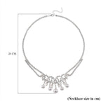 2 Piece Set - White Shell Pearl & White Crystal Necklace (Size 20-2 Ext) and Earrings With Push Back