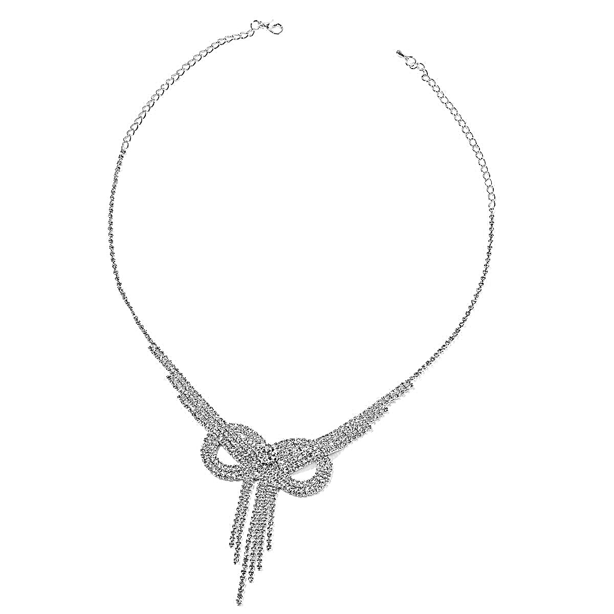 2 Piece Set - White Crystal Necklace (Size 24 with Ext) and Push Back Earring 4318396 1