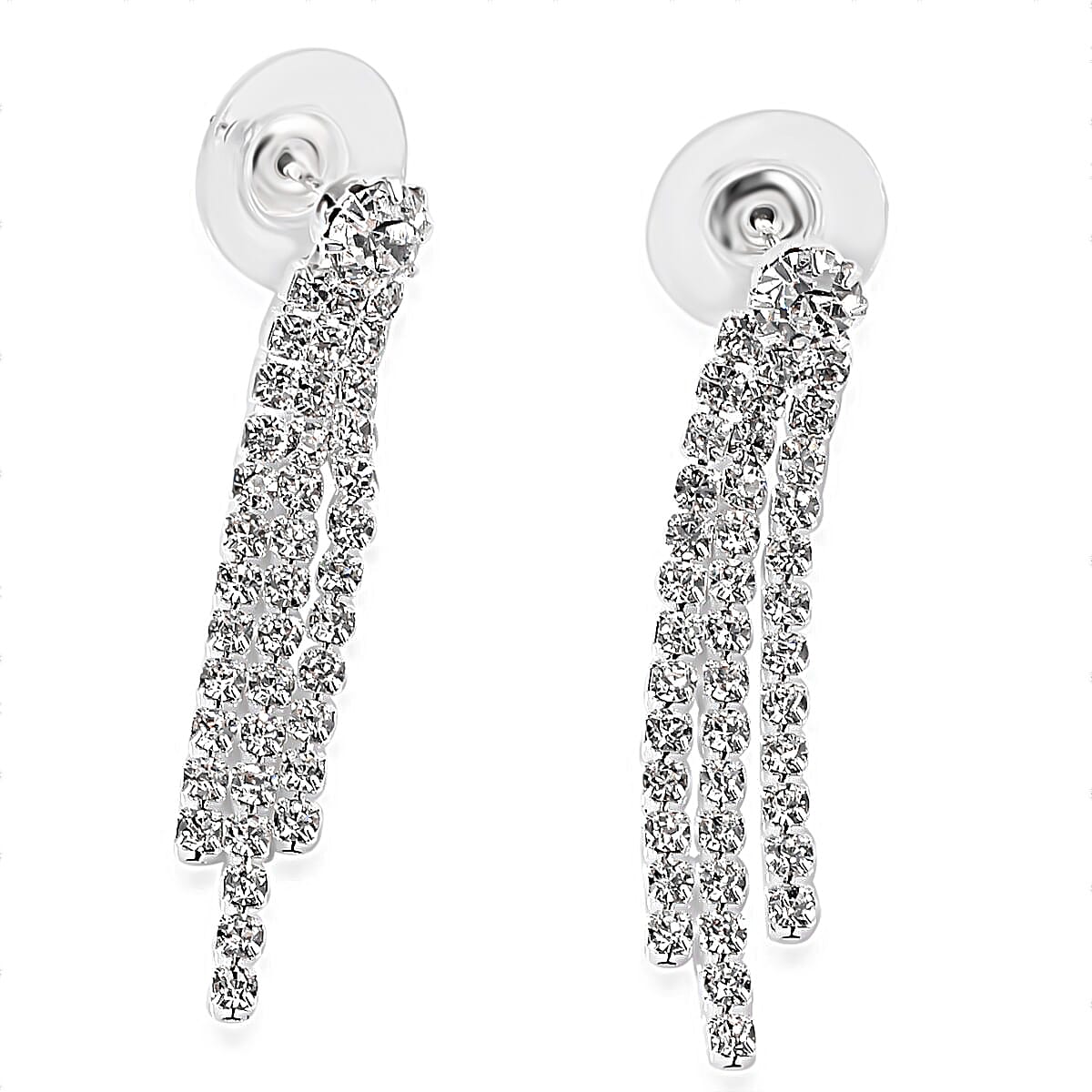 2 Piece Set - White Crystal Necklace (Size 24 with Ext) and Push Back Earring 4318396 2