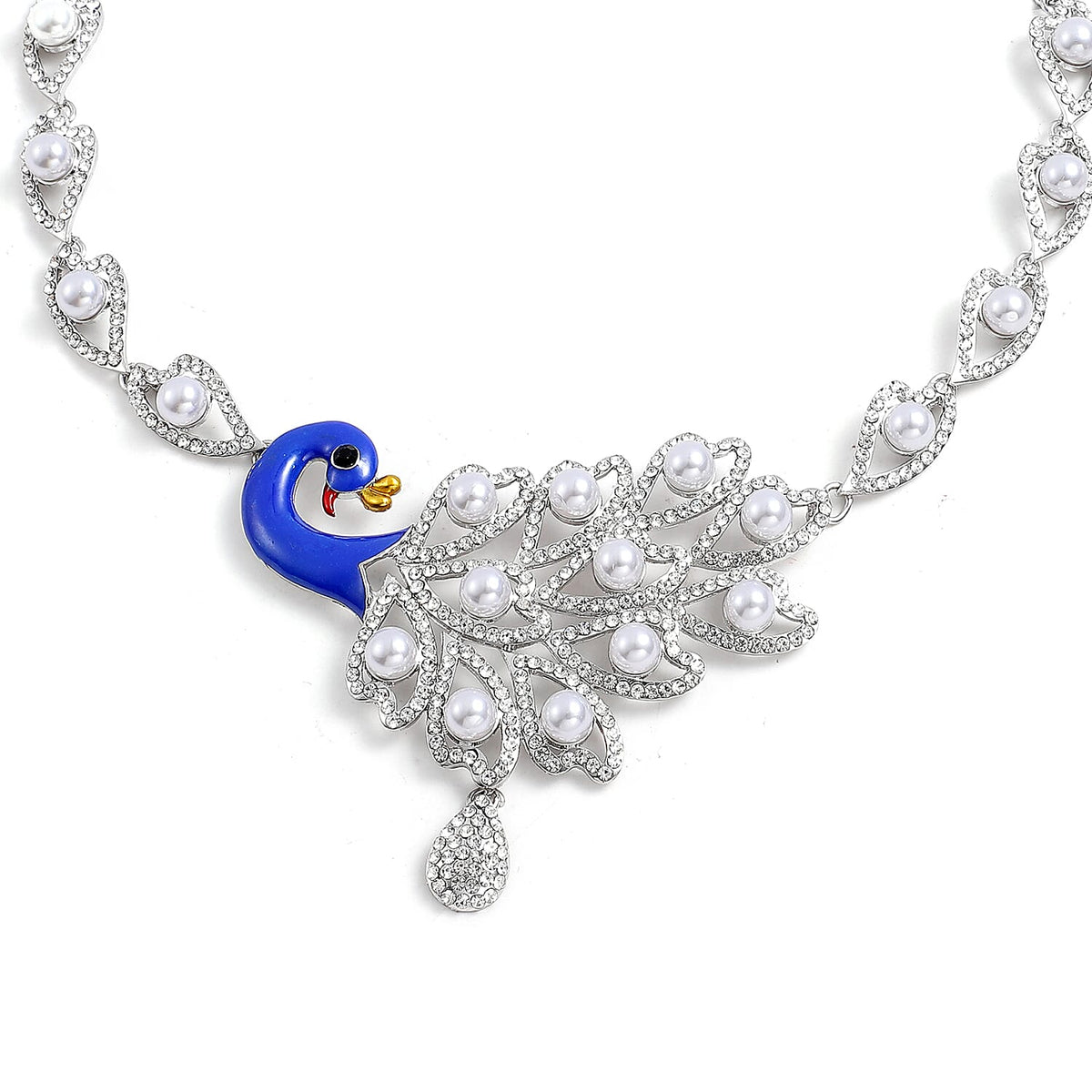 2 Piece Set White and Black Austrian Crystal and Simulated Pearl Necklace and Earrings in Silver Tone 4036562 4