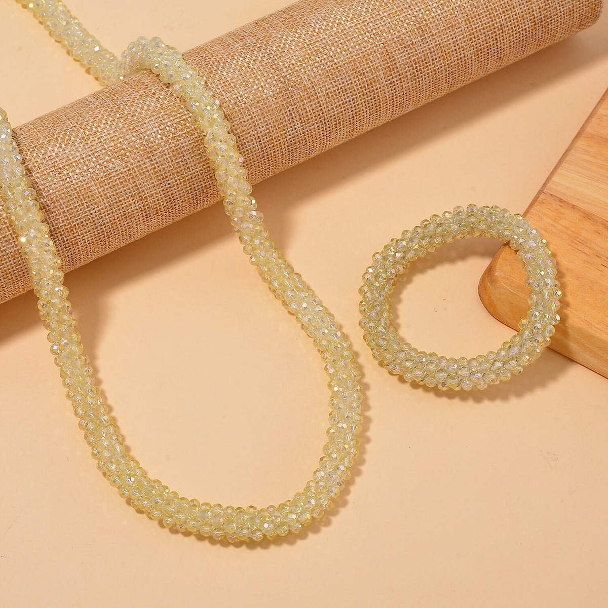 2 Piece Set - Yellow Crystal Stone Necklace and Stone Bracelet 4289852 2
