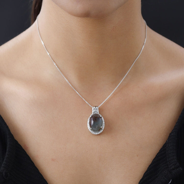 Zimbaprase and Natural Cambodian Zircon Pendant with Chain (Size-20) in Platinum Overlay Sterling Silver 15.83 Ct. 4401968 2