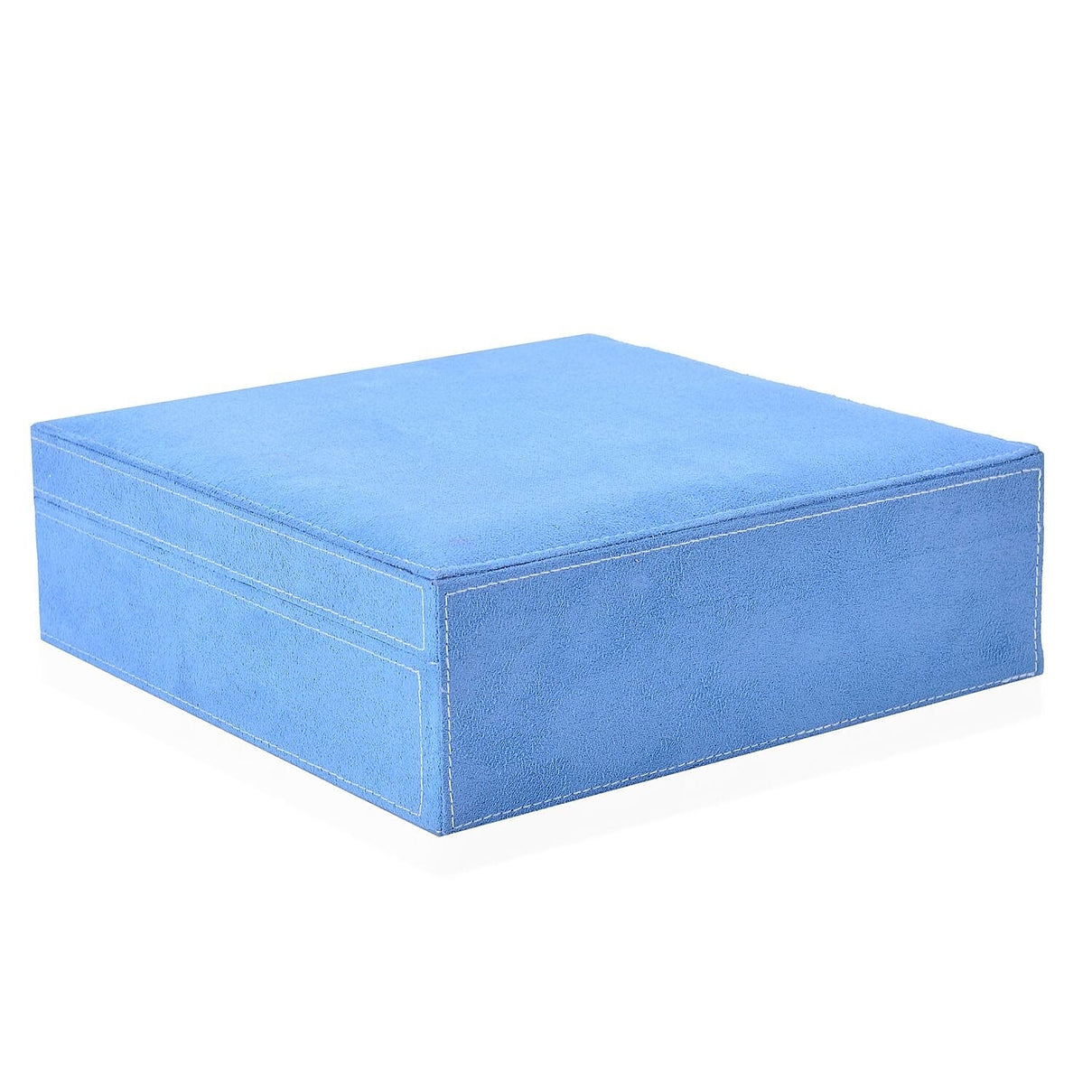 2 Tier Anti Tarnish Lined Jewellery Box with Lock and Key Turquoise Blue and Cream Colour V32526612 4