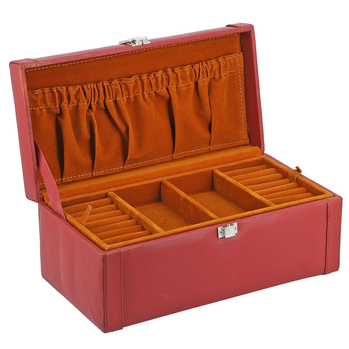 2 Tier Jewellery Box for Multiple Storage Options - Maroon 6243017 5