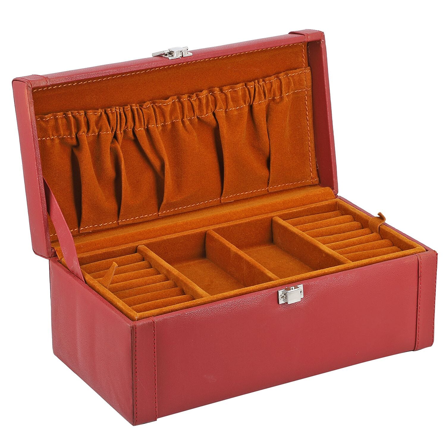 2 Tier Jewellery Box for Multiple Storage Options - Maroon 6243017 5