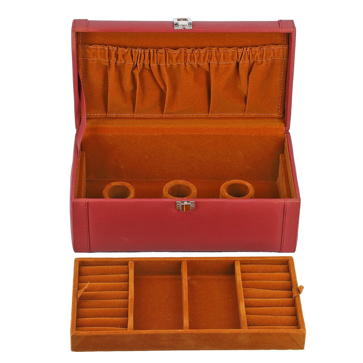 2 Tier Jewellery Box for Multiple Storage Options - Maroon 6243017 8