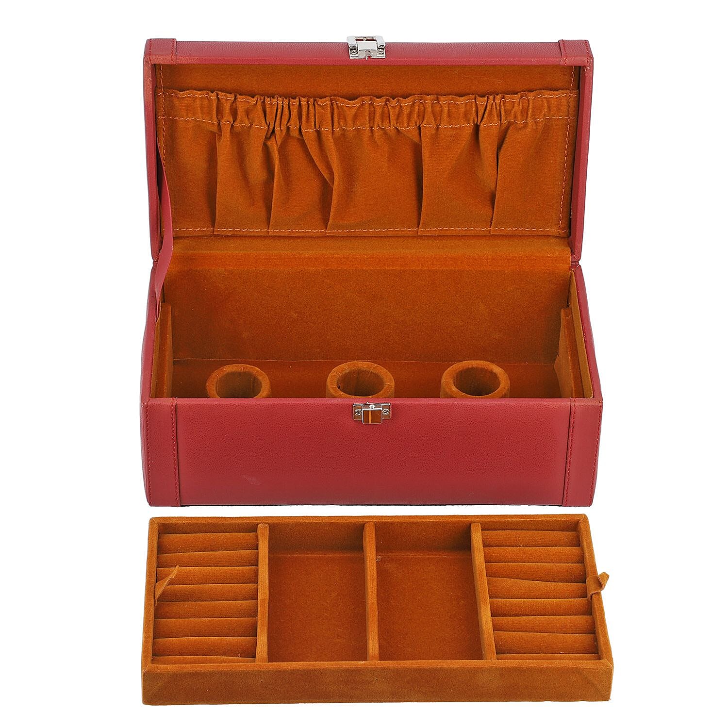 2 Tier Jewellery Box for Multiple Storage Options - Maroon 6243017 8