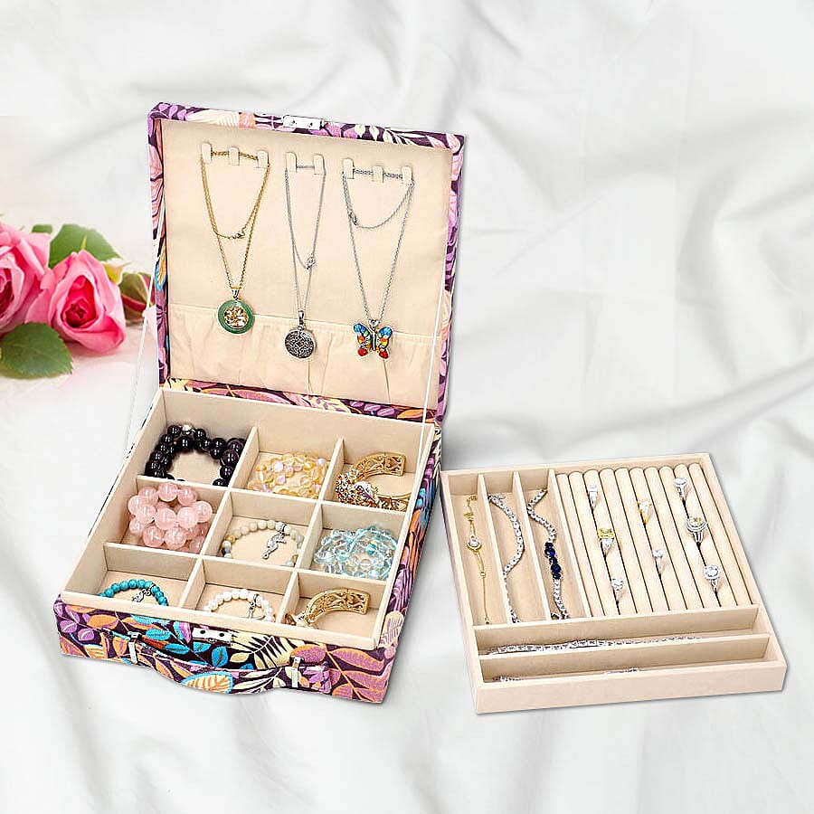 2 Tier Jewellery Box with Lock and Key- Tropical Design 6020934 0