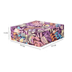 Two-Tier Purple with Tropical Leaves Pattern Jewellery Box with Anti-Tarnish Lining