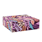 Two-Tier Purple with Tropical Leaves Pattern Jewellery Box with Anti-Tarnish Lining