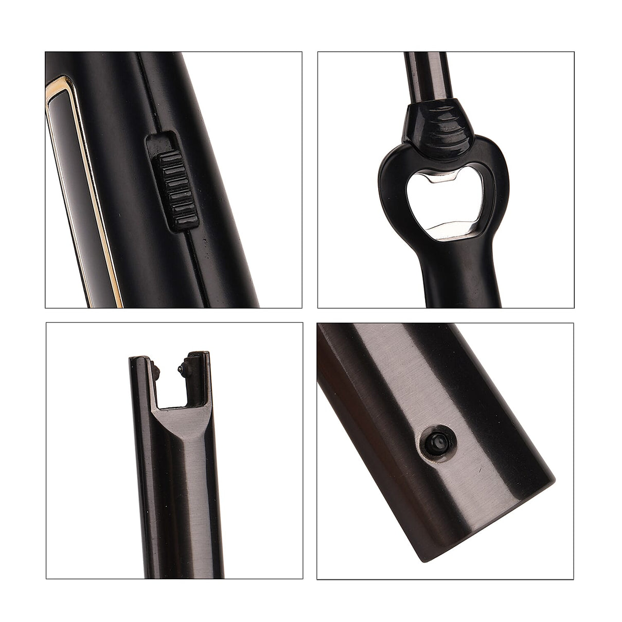 2-in-1 Electronic Lighter and Bottle Opener with Display - Black 8204403 8