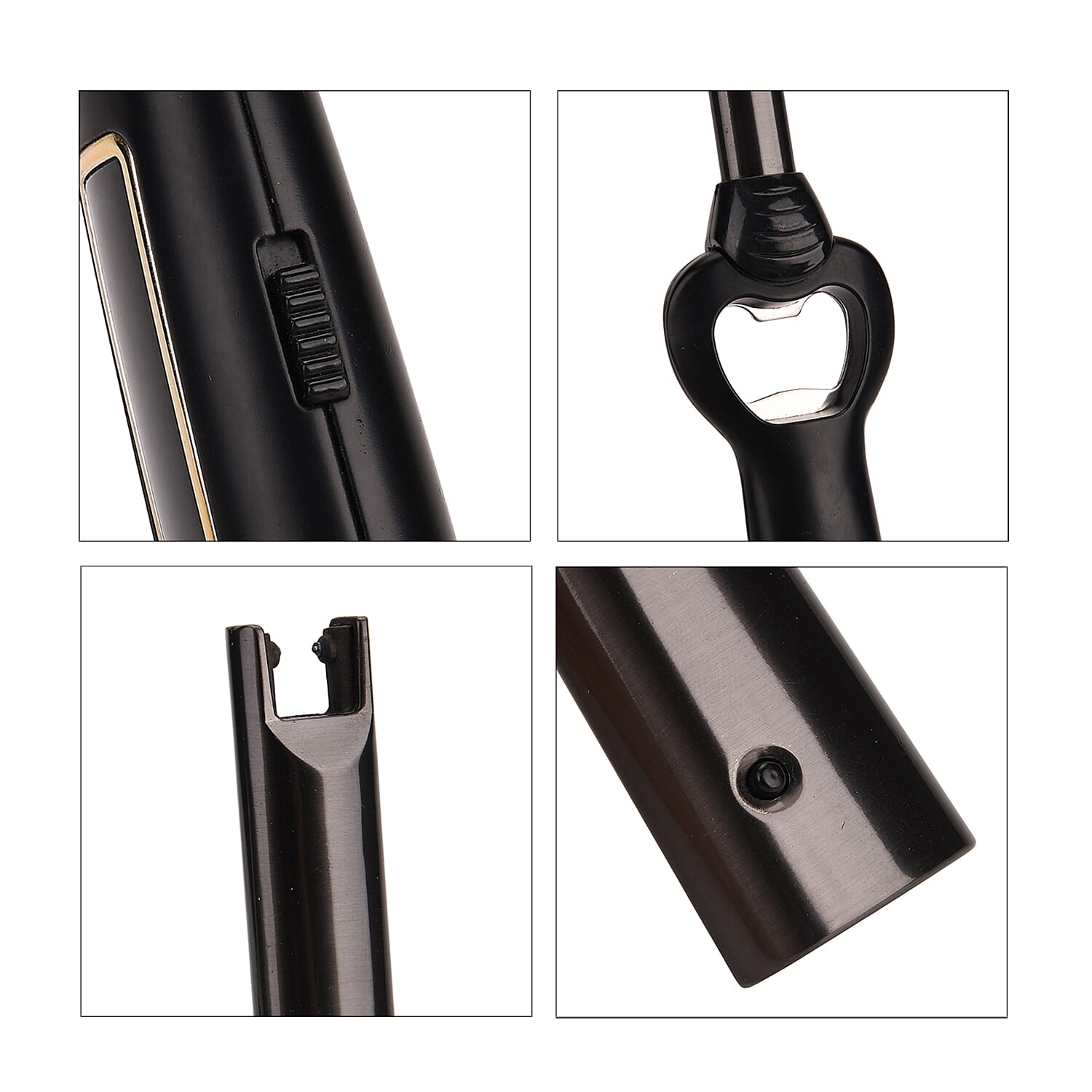 2-in-1 Electronic Lighter and Bottle Opener with Display - Black 8204403 8