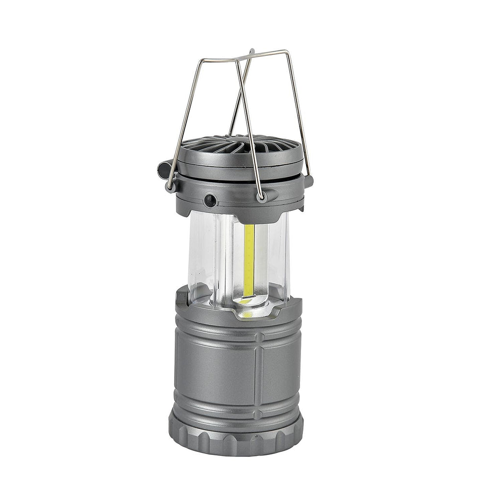 2-in-1 Portable Lantern with Folding Fan (3 AA battery, Not included) - Silver Grey