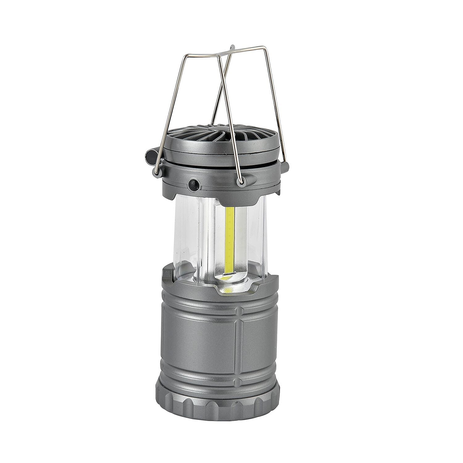 2-in-1 Portable Lantern with Folding Fan (3 AA battery, Not included) - Silver Grey 7283684 0
