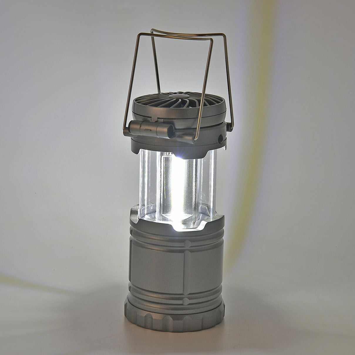 2-in-1 Portable Lantern with Folding Fan (3 AA battery, Not included) - Silver Grey 7283684 2