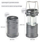 2-in-1 Portable Lantern with Folding Fan (3 AA battery, Not included) - Silver Grey