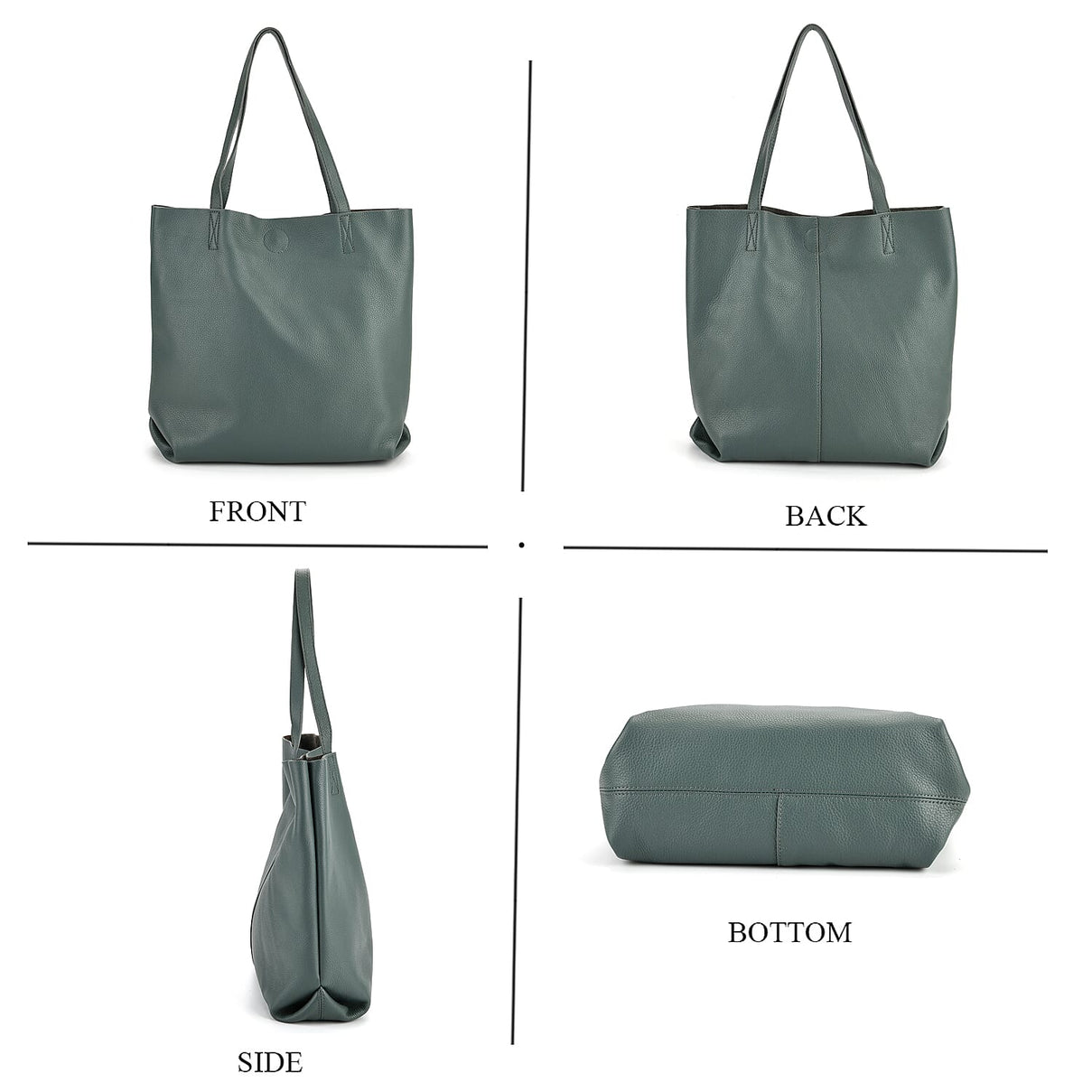 2-in-1 Genuine Leather Tote Bag - Pouch - Blue 8222344 4