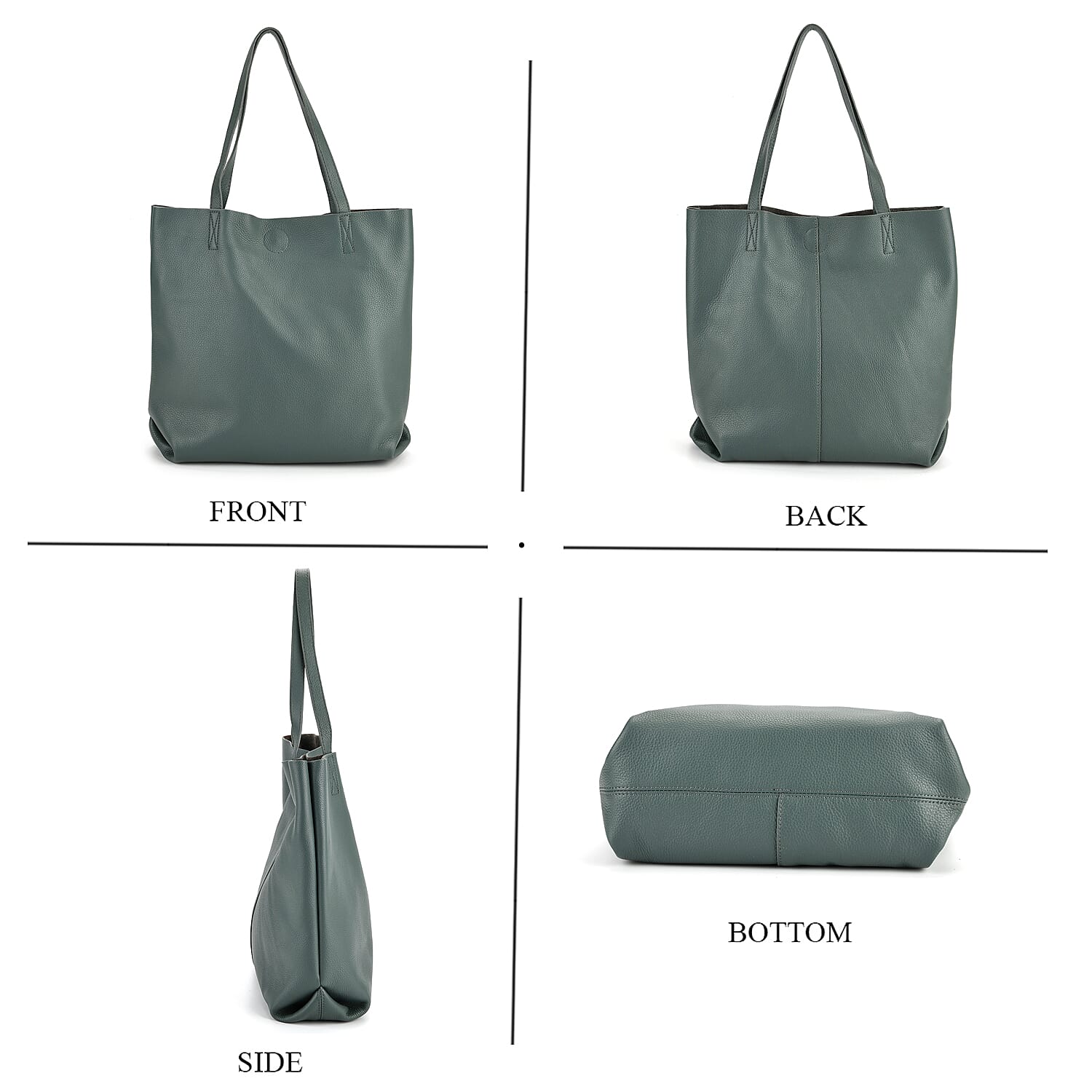 2-in-1 Genuine Leather Tote Bag - Pouch - Blue 8222344 4