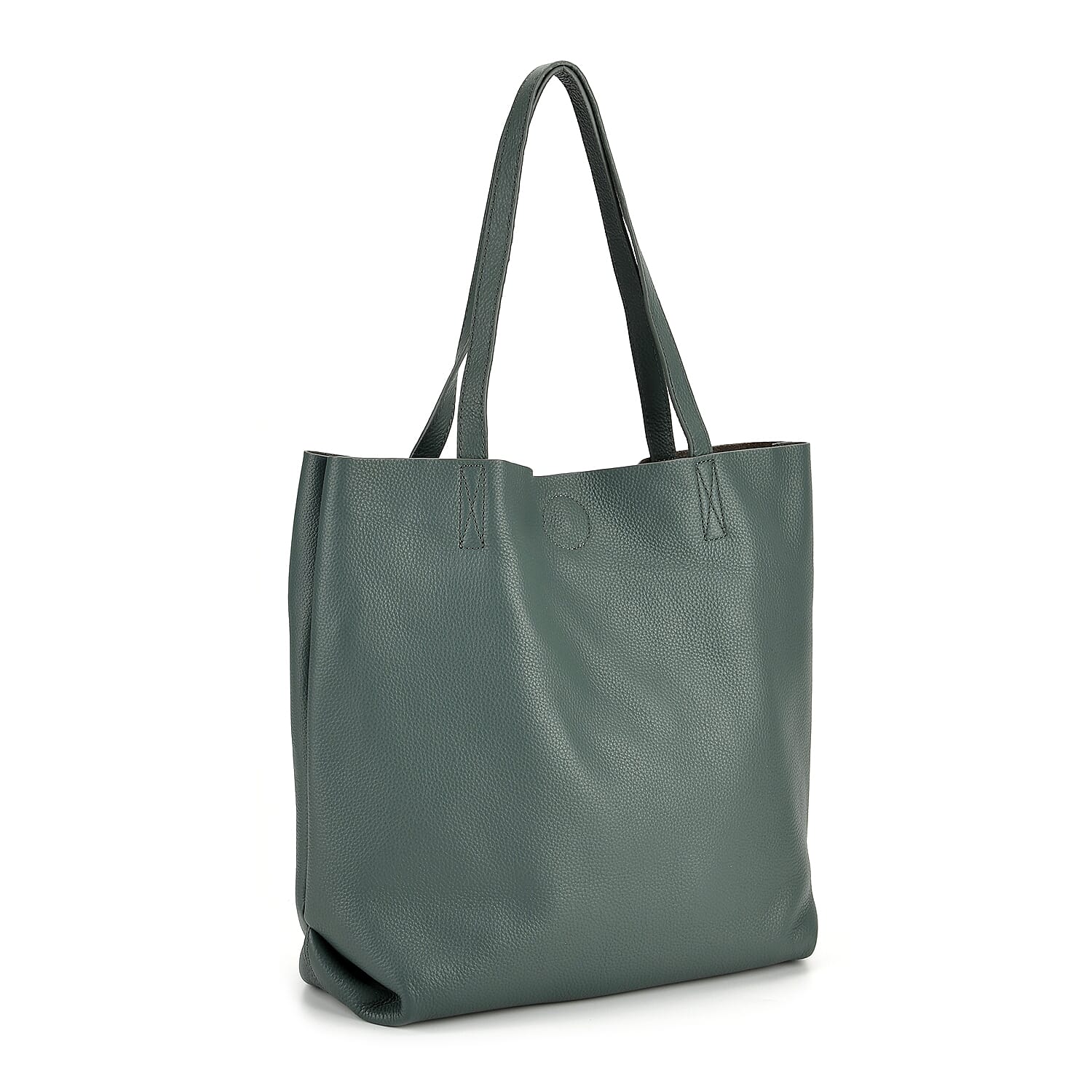2-in-1 Genuine Leather Tote Bag - Pouch - Blue 8222344 6
