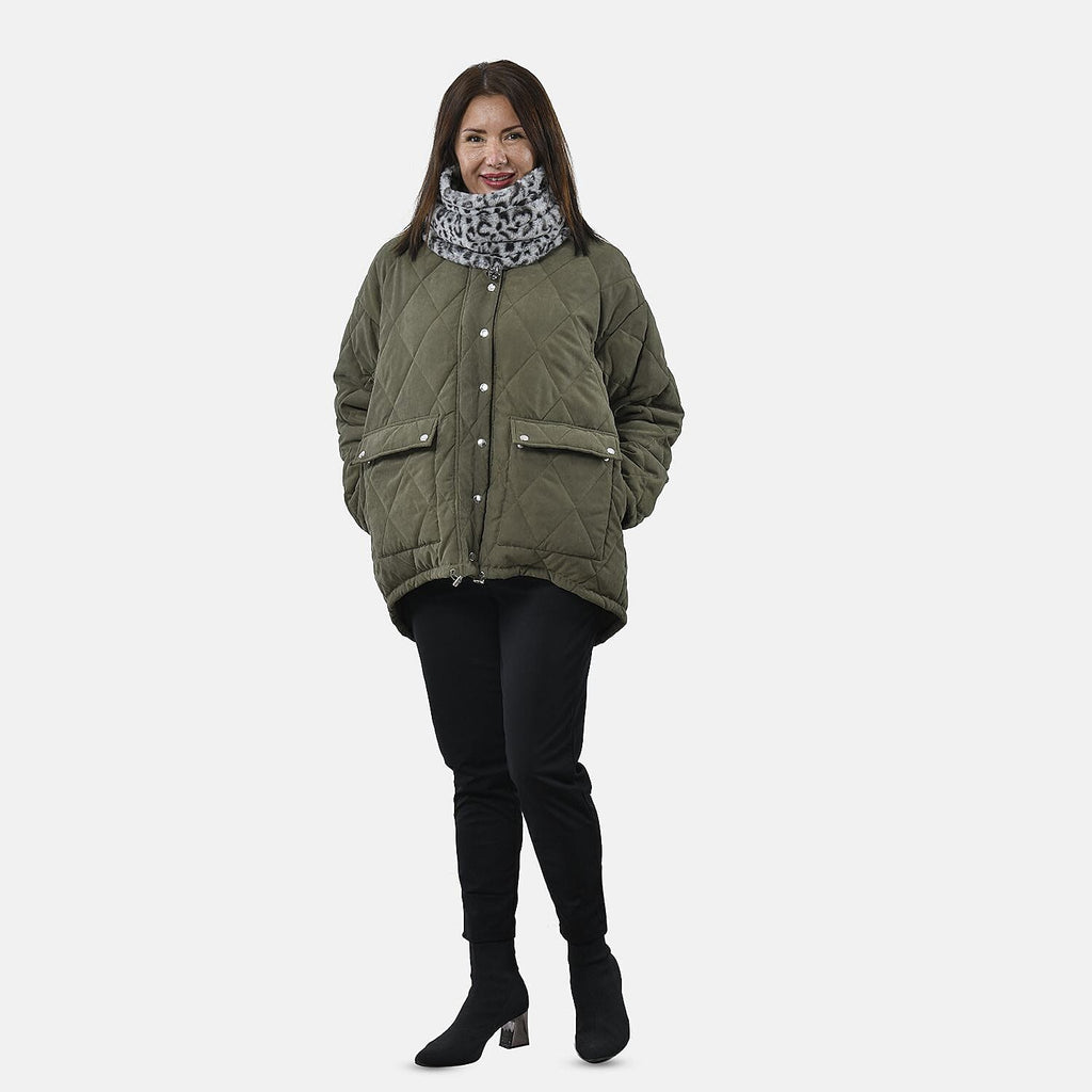 Leopard Pattern Faux Fur Snood - Grey