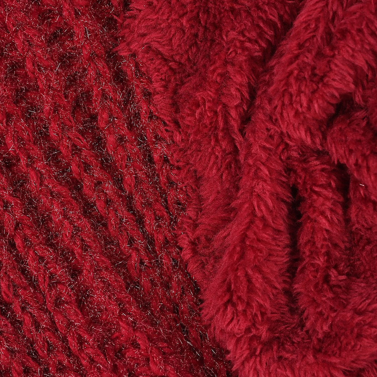 Double Layered 2 in 1 Knitted Hooded Scarf - Red 7568417 3