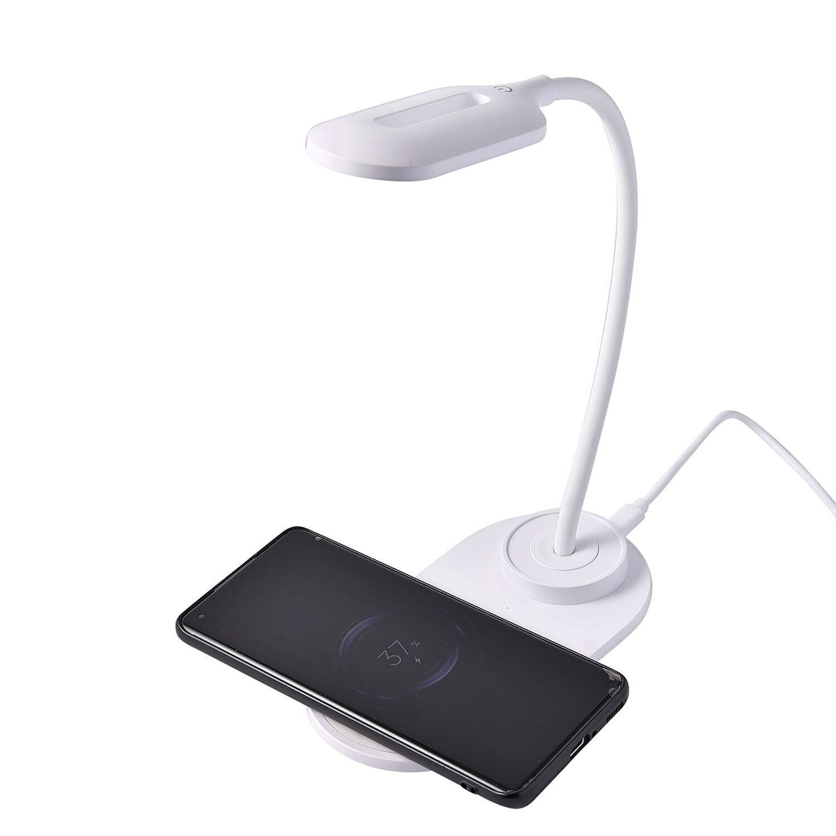 2-in-1 LED Desk Lamp with Wireless Charger (Size 26x16x8 Cm) - White 7193327 7