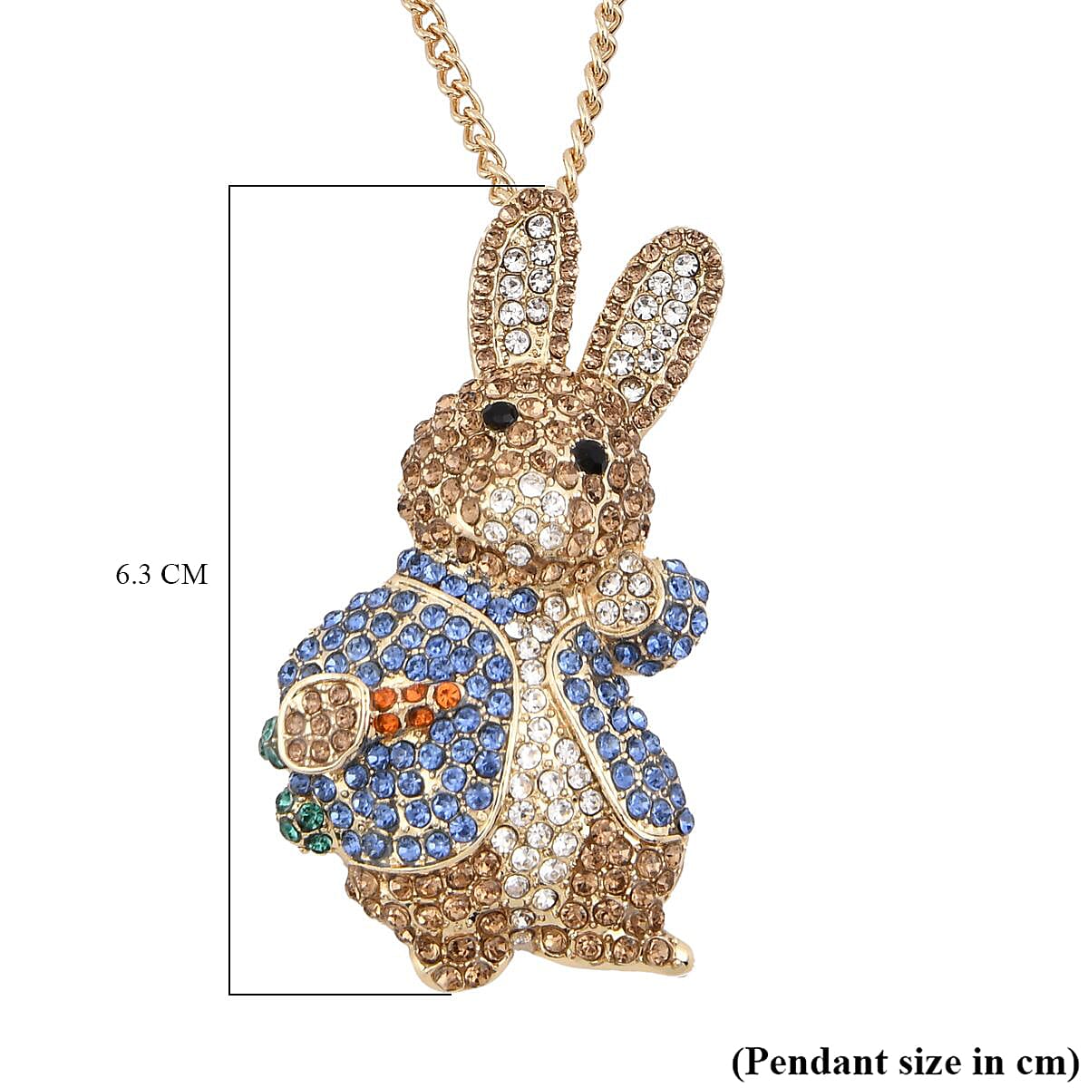 2 in 1 Multicolor Austrian Crystal Bunny Pendant &amp; Brooch with Chain(Size - 29-2 Inch Ext) 4238539 16