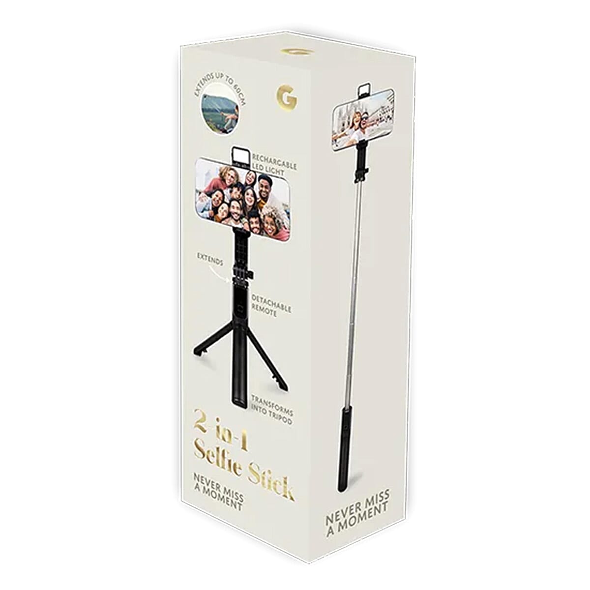 2-in-1 Selfie Stick - Black 8094360 0